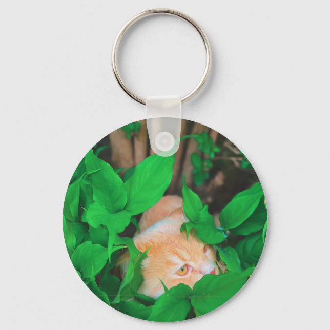 Cute peeking cat phot print key ring (Front)