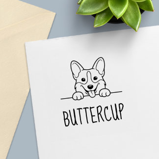 Cute Peeking Corgi Dog Custom Name Self-inking Stamp
