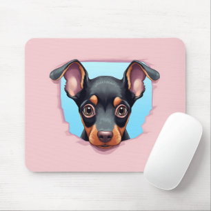 Cute Peeking Doberman Pinscher Dog Mouse Pad