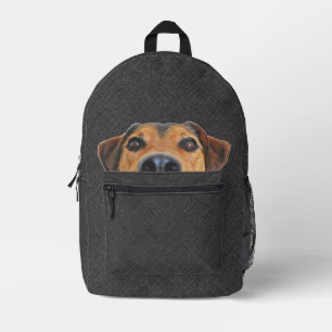 Cute Peeking Face Dog Printed Backpack