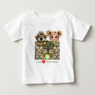 Cute Peeking Girl and Cute Peeking Puppy Dog Baby T-Shirt