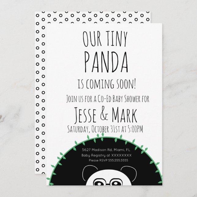 Cute Peeking Panda Baby Shower Invitation (Front/Back)