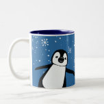 Cute Peeking Penguin Winter Blue Personalised  Two-Tone Coffee Mug<br><div class="desc">Make your Christmas gift extra special with our personalised name cute peeking penguin winter blue holiday two-tone coffee mug. This delightful mug features a cute penguin illustration peeking around the mug, adding a touch of festive charm to your holiday celebrations. You can easily customise this mug with a name, making...</div>
