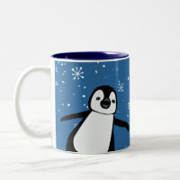 Cute Peeking Penguin Winter Blue Personalised