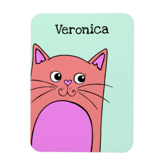 Cute Peeking Pink Cat Personalised Magnet