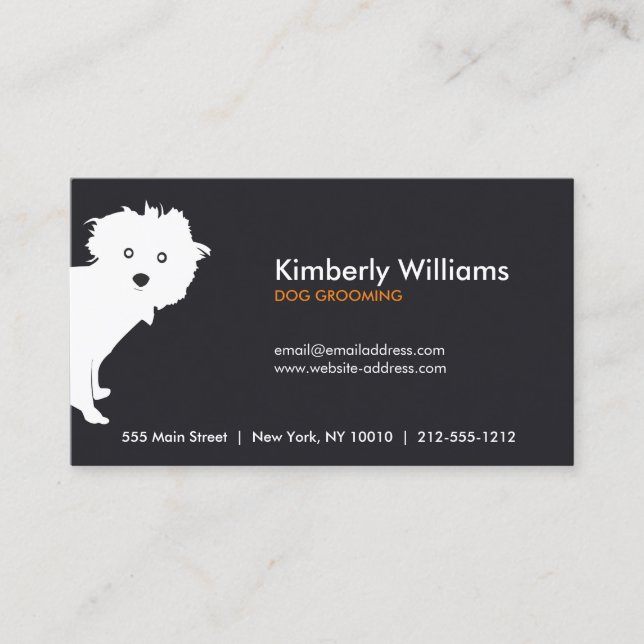 Cute Peeking Pup Dog Walker, Groomer, Trainer Business Card (Front)