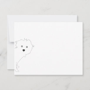 Cute Peeking Pup White Flat Notecard