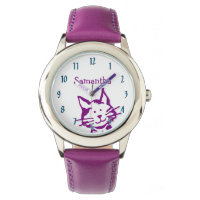 Cute Peeking Purple Kitty Cat Name Kids