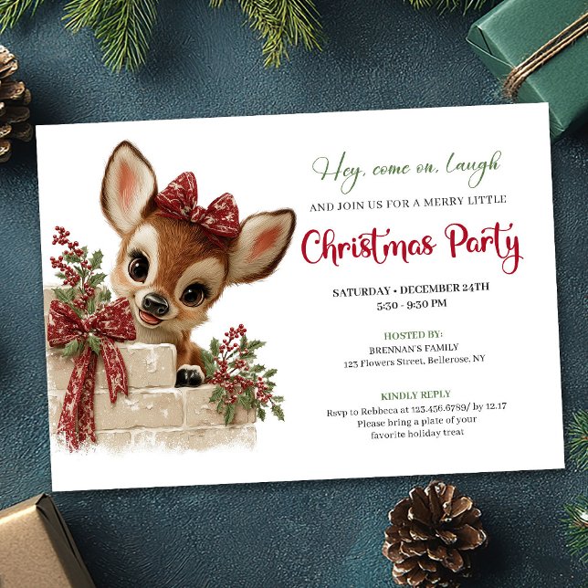 Cute peeking reindeer Xmas invite editable file (Cute peeking reindeer Xmas invite editable file)