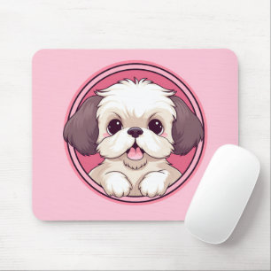 Cute Peeking Shih Tzu Dog Mouse Pad