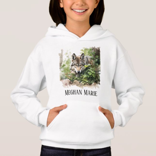 Cute peeking wolf add name  (Front)