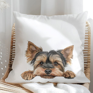 Cute peeking yorkie cushion