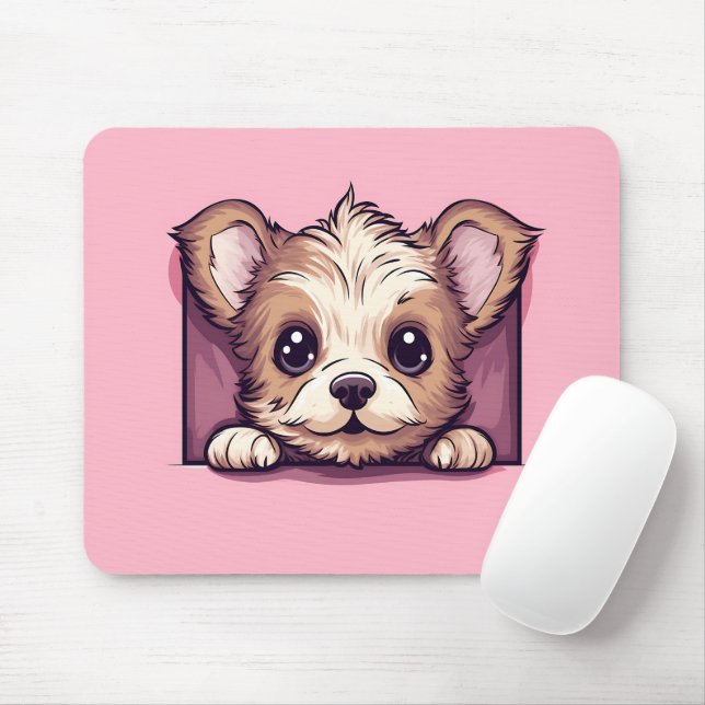 Cute Peeking Yorkshire Terrier Dog Mouse Pad (With Mouse)