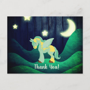 Cute Pegasus Asleep Under Stars Horse Thank You Postcard