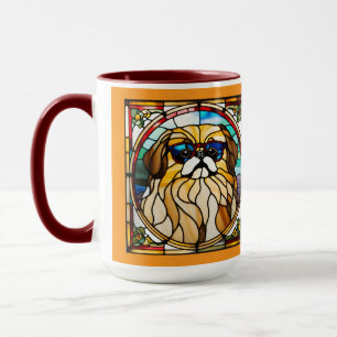 Cute Pekingese Stained Glass Coffee Mug