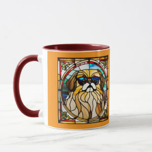 Cute Pekingese Stained Glass Coffee Mug