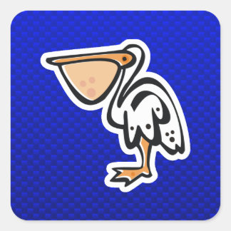 Cute Pelican; Blue Square Sticker