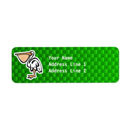 Cute Pelican; Green Return Address Label