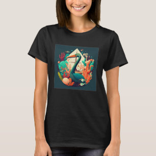 Cute Pelican Illustration Ocean Anchor Colourful W T-Shirt