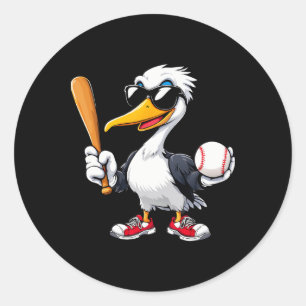 Cute Pelican Playing Sell Animal Lovers Men Women  Classic Round Sticker