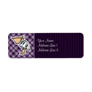 Cute Pelican; Purple Return Address Label