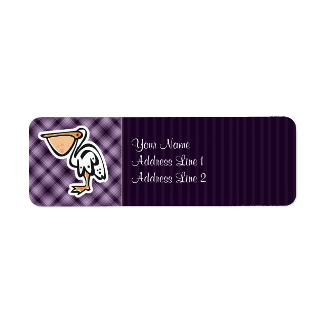 Cute Pelican; Purple Return Address Label (Front)