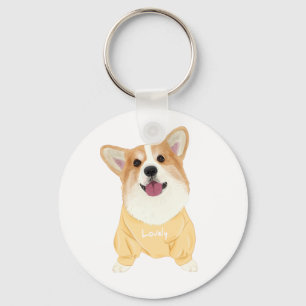 Cute Pembroke Corgi Cartoon Puppy Dog Lover Key Ring