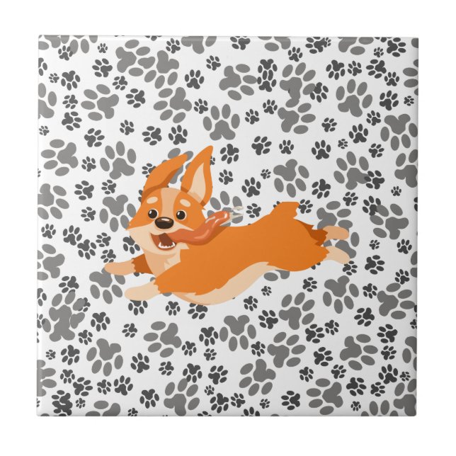 Cute Pembroke Welsh Corgi Ceramic Tile (Front)