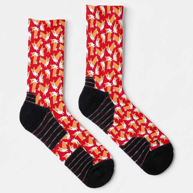 Cute Pembroke Welsh Corgi Christmas  Socks (Right)