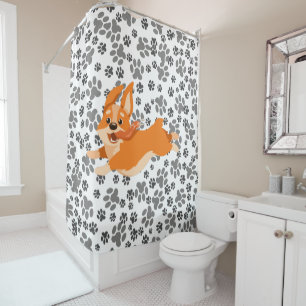 Cute Pembroke Welsh Corgi Shower Curtain