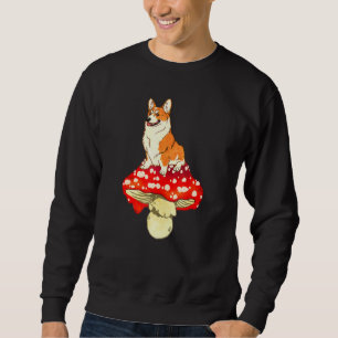 Cute Pembroke Welsh Corgi Sitting On Red Spotted M Sweatshirt