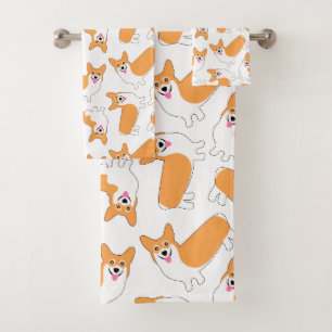 Cute Pembroke Welsh Corgis Pattern Bath Towel Set