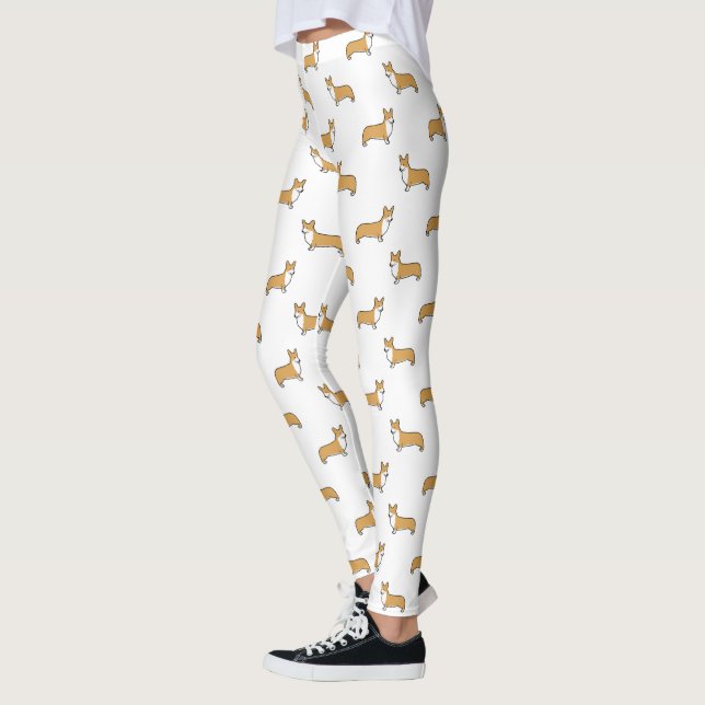 Cute Pembroke Welsh Corgis Pattern | Fun Dog Lover Leggings (Left)