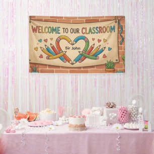 Cute Pencil Heart Welcome Banner   Bright Classroo