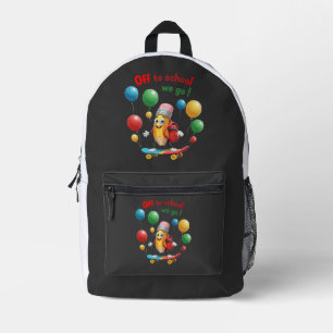 Cute Pencil on Skateboard Fun Back to School Printed Backpack