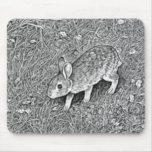Cute pencil sketch bunny  mouse pad