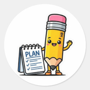 cute pencil sticker, study motivation, dailSticker Classic Round Sticker