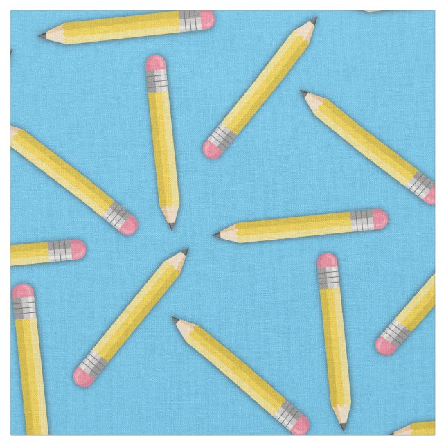 Cute Pencils School Supplies Craft Fabric (Close Up)