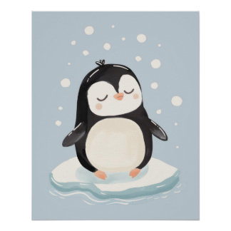 Cute Pengin Print, Nursery Wall Art, Kids Room  Poster