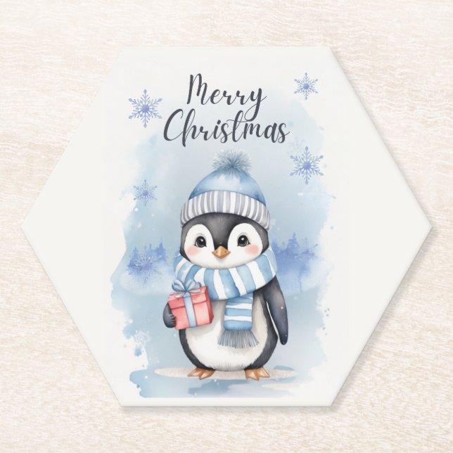 Cute Penguin 2 Paper Coaster (Front)