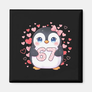 Cute Penguin 67 Six Seven Valentine Hearts 6 7 Mem Magnet
