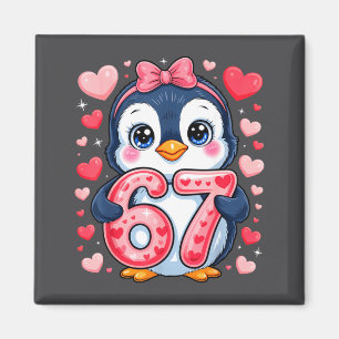 Cute Penguin 67 Six Seven Valentine Hearts 6 7 Mem Magnet