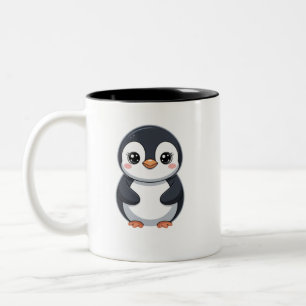 Cute Penguin Adorable Animal Design Two-Tone Coffee Mug