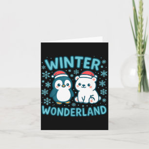 Cute Penguin And Lar Bear Winter Wonderland Christ Card