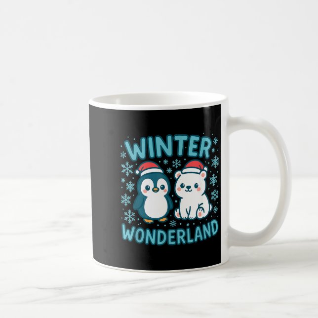 Cute Penguin And Lar Bear Winter Wonderland Christ Coffee Mug (Right)