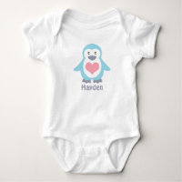 Cute Penguin and Pink Heart Personalised