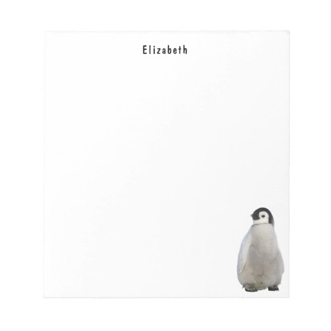 Cute Penguin Animal Personalised Name Notepad (Front)
