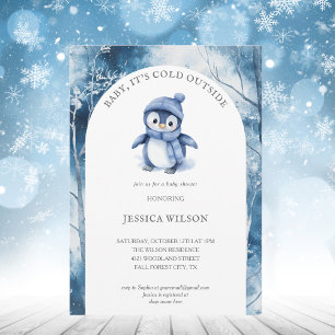 Cute Penguin Baby It's Cold Outside Baby Shower Invitation