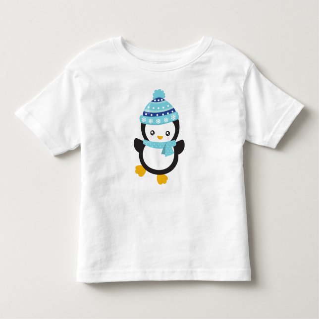 Cute Penguin, Baby Penguin, Penguin With Scarf Toddler T-Shirt (Front)