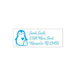 Cute Penguin Baby Shower Blue Boy Self-inking Stamp
